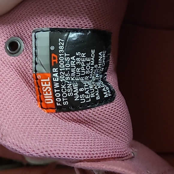Vintage Y2K Diesel Women's Kimura Lace Up Leather Sneakers Pink Size 8 AWESOME! - Picture 5 of 8
